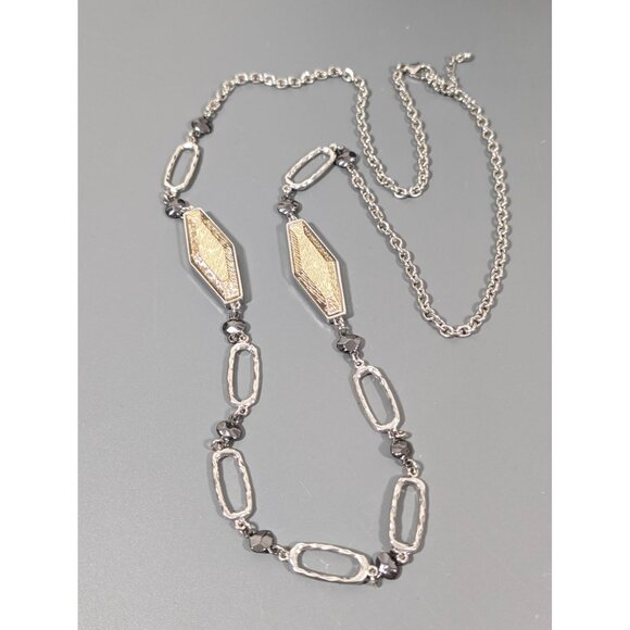 Boho Western Two Tone Oval Chain Link Long Layering Necklace 39" - Picture 2 of 9